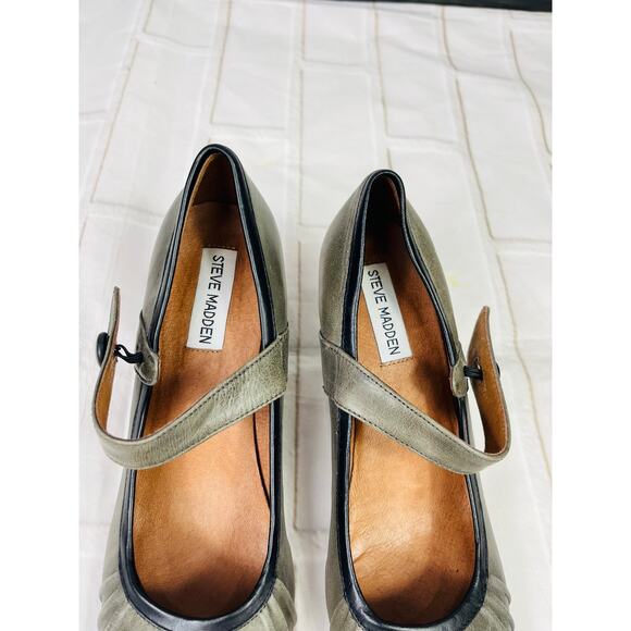 Steve Madden gray leather mary jane pumps heels sz 38.5 - Picture 6 of 9